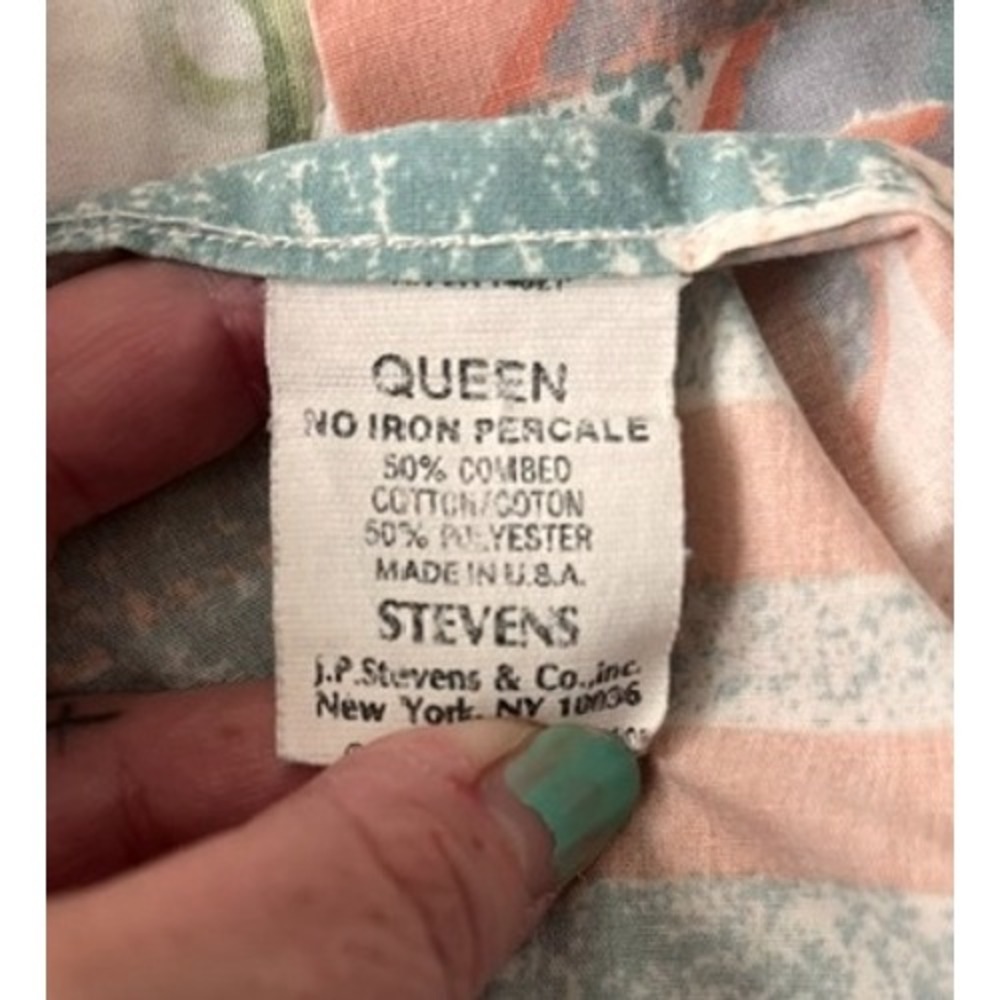 Vintage Geometric Aztec Queen size Sheet set 1980's, JP Stevens - Picture 5 of 5